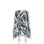 Annika Mini Dress in navy zebra print with fringe details — Rat & Boa | Endless UAE