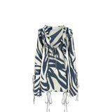 Annika Mini Dress in navy zebra print with fringe details — Rat & Boa | Endless UAE