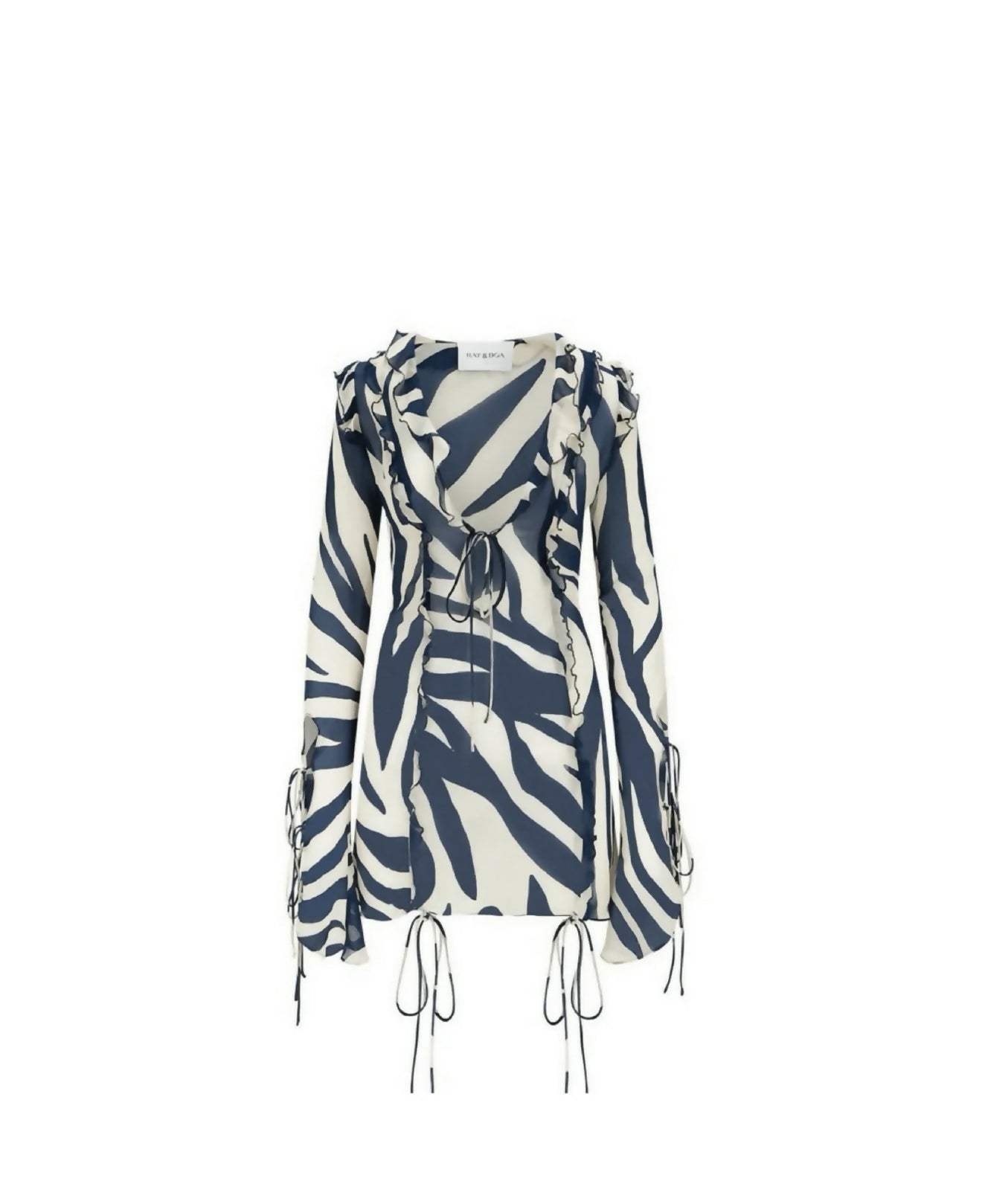 Annika Mini Dress in navy zebra print with fringe details — Rat & Boa | Endless UAE