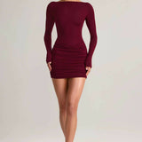 Eska Modal Draped Long-Sleeve Mini Dress