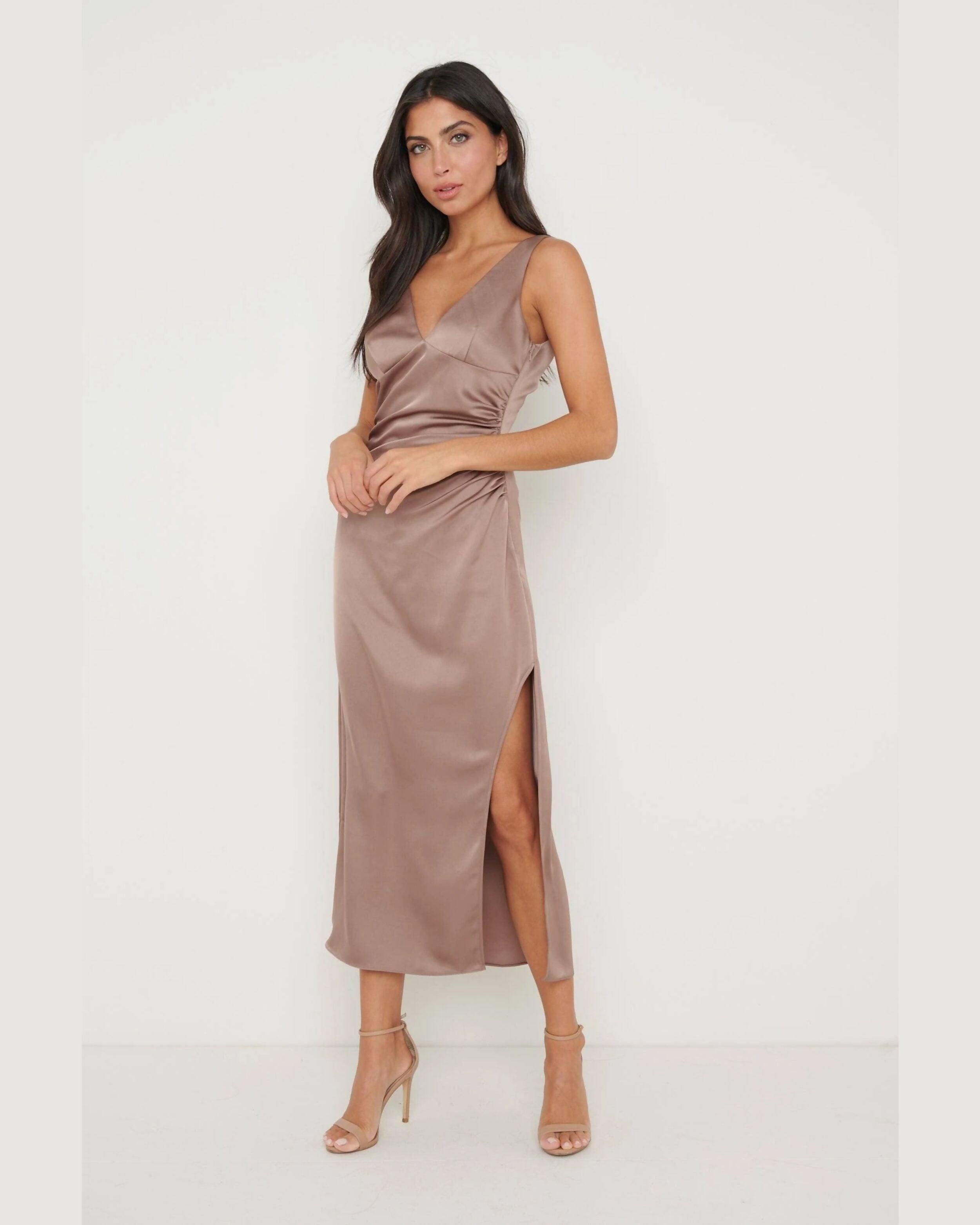 Sadie Recycled Satin Split Dress - Endless - UAE Rental and Resale for Women's Fashion