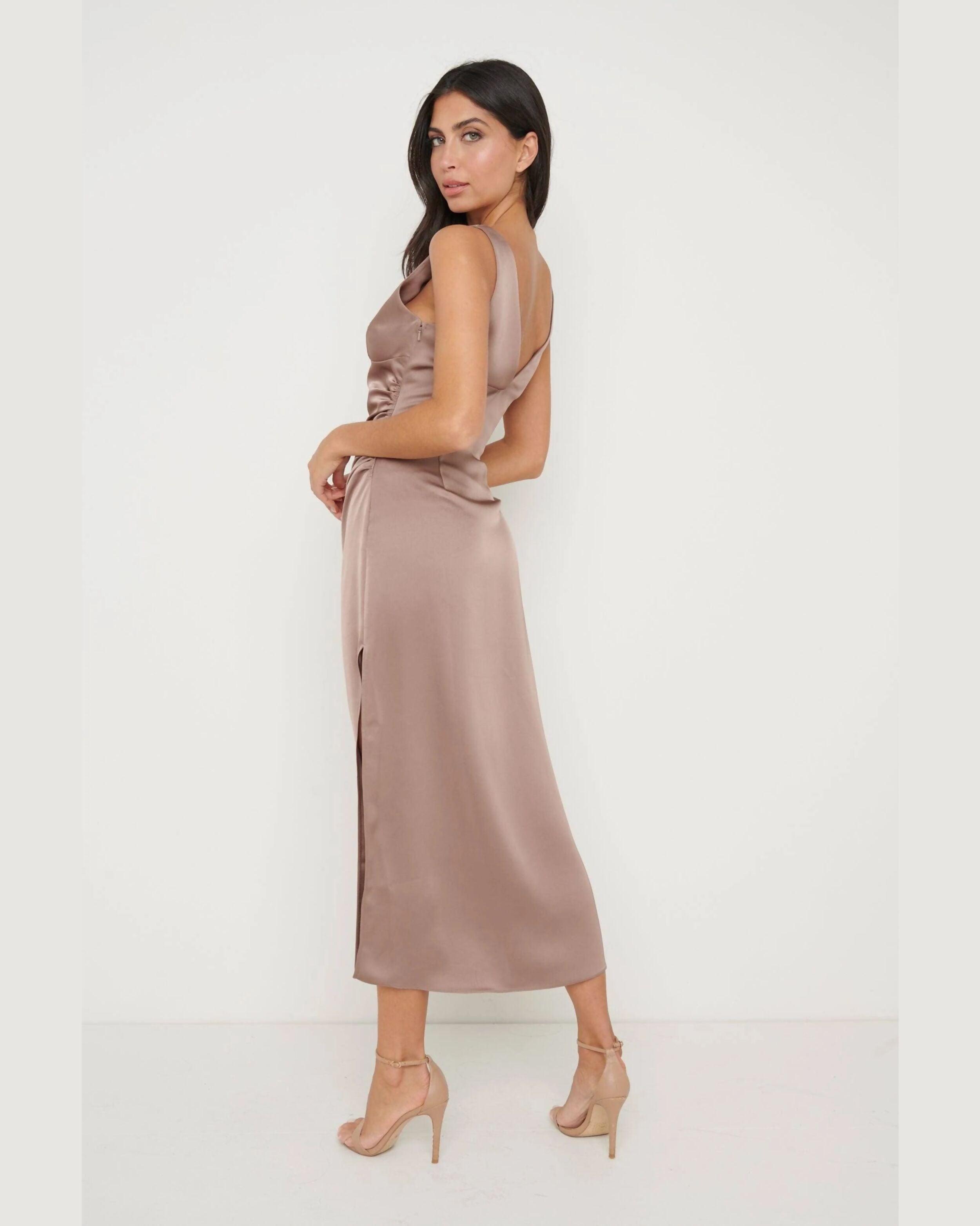 Sadie Recycled Satin Split Dress - Endless - UAE Rental and Resale for Women's Fashion