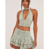Sage Green Lace Co-ord Set - Endless - UAE Rental and Resale for Women's Fashion