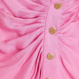 Pink wrap mini dress with button detail and long sleeves — Sandro | Endless UAE