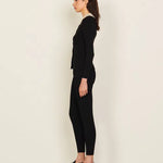 Black ribbed cardigan with crochet collar and long sleeves — Sandro | Endless UAE