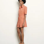 Coral shirt dress with decorative buttons and short sleeves — Sandro | Endless UAE