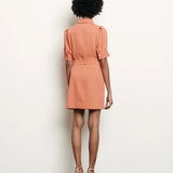 Coral shirt dress with decorative buttons and short sleeves — Sandro | Endless UAE