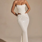 Saphira Embellished Cut-Out Draped Corset Gown