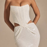 Saphira Embellished Cut-Out Draped Corset Gown