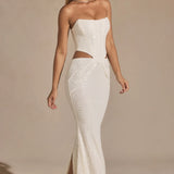 Saphira Embellished Cut-Out Draped Corset Gown