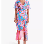 Saskia Floral & Stripe Ruffle Hem Midi Dress - Endless - UAE Rental and Resale for Women's Fashion