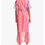 Saskia Floral & Stripe Ruffle Hem Midi Dress - Endless - UAE Rental and Resale for Women's Fashion