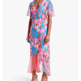 Saskia Floral & Stripe Ruffle Hem Midi Dress - Endless - UAE Rental and Resale for Women's Fashion