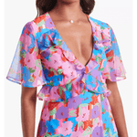 Saskia Floral & Stripe Ruffle Hem Midi Dress - Endless - UAE Rental and Resale for Women's Fashion