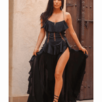 Satin Ruffle Maxi Dress - Endless - UAE Rental and Resale for Women's Fashion