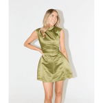 Satin Straight Neck Mini Dress - Endless - UAE Rental and Resale for Women's Fashion