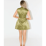 Satin Straight Neck Mini Dress - Endless - UAE Rental and Resale for Women's Fashion