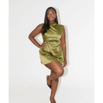 Satin Straight Neck Mini Dress - Endless - UAE Rental and Resale for Women's Fashion