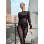 See Trough Rhinestone Jumpsuit - Endless - UAE Rental and Resale for Women's Fashion