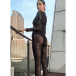 See Trough Rhinestone Jumpsuit - Endless - UAE Rental and Resale for Women's Fashion