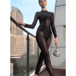 See Trough Rhinestone Jumpsuit - Endless - UAE Rental and Resale for Women's Fashion