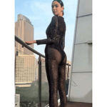 See Trough Rhinestone Jumpsuit - Endless - UAE Rental and Resale for Women's Fashion