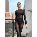 See Trough Rhinestone Jumpsuit - Endless - UAE Rental and Resale for Women's Fashion