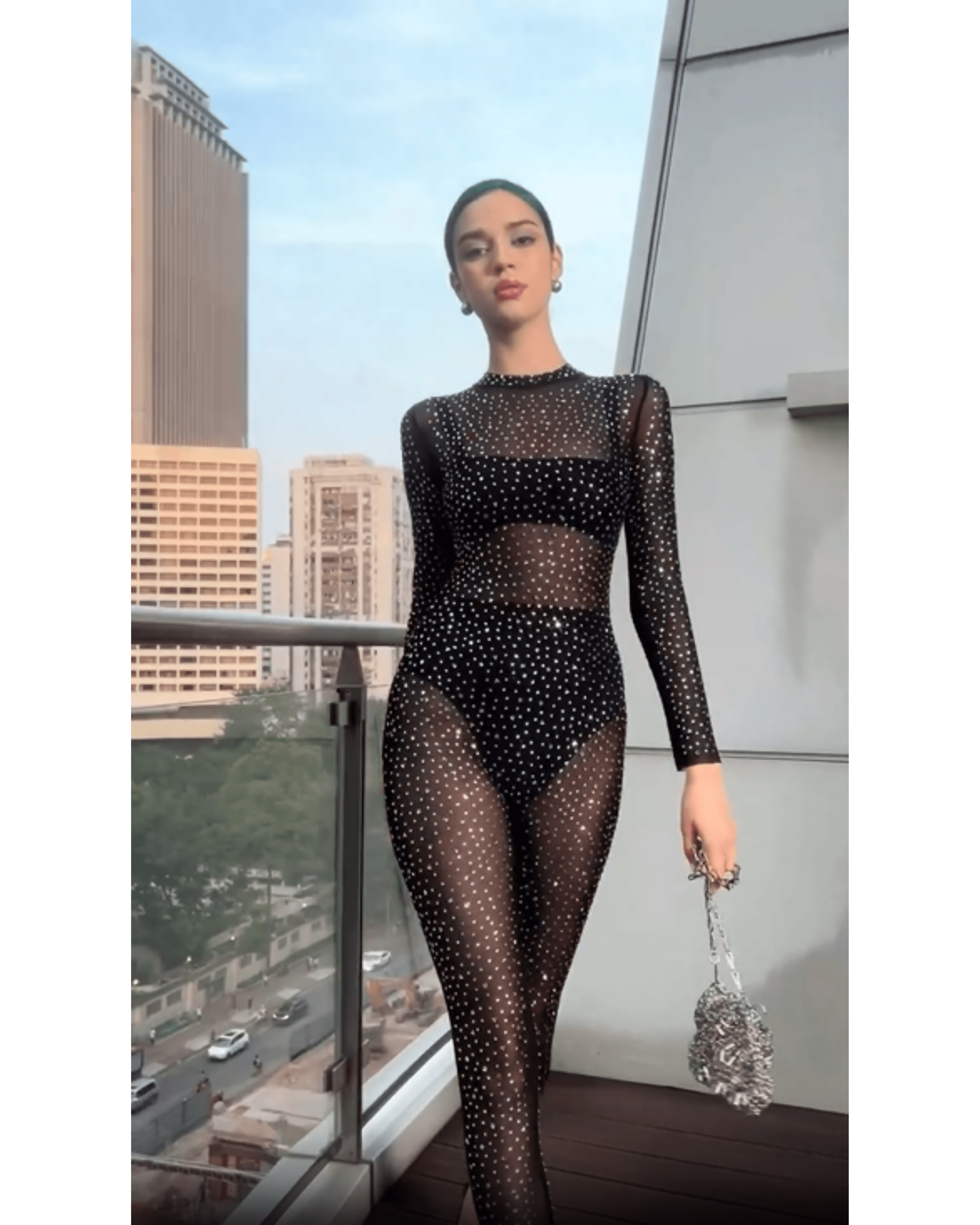 See Trough Rhinestone Jumpsuit - Endless - UAE Rental and Resale for Women's Fashion