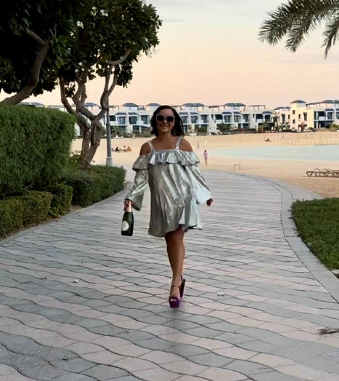 Sequin Bardot Flute Sleeve Dress-Silver - Endless - UAE Rental and Resale for Women's Fashion