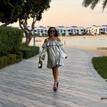 Sequin Bardot Flute Sleeve Dress-Silver - Endless - UAE Rental and Resale for Women's Fashion