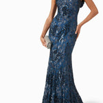 Sequin Embellished One Shoulder Gown in Lace - Endless - UAE Rental and Resale for Women's Fashion