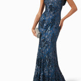 Sequin Embellished One Shoulder Gown in Lace - Endless - UAE Rental and Resale for Women's Fashion
