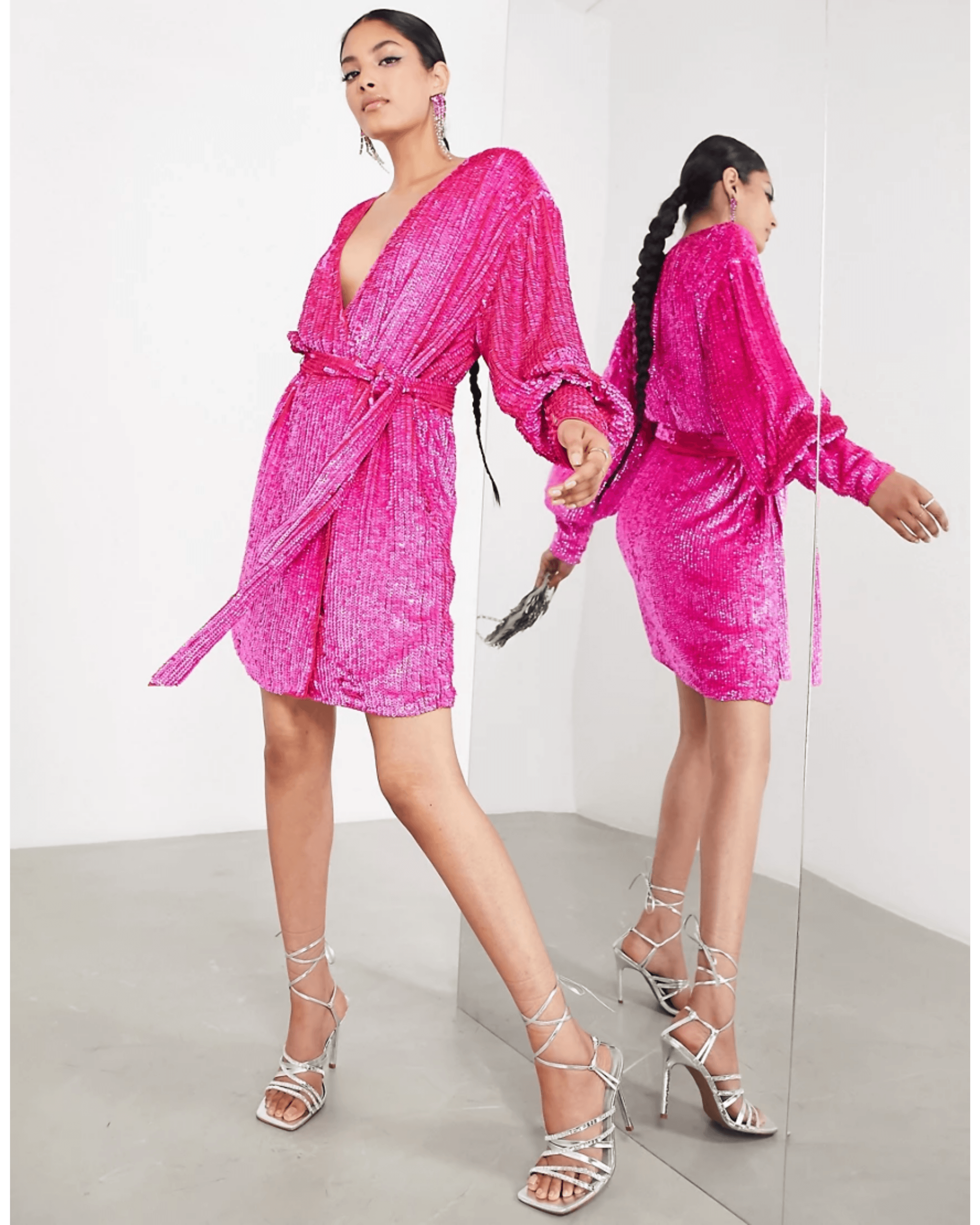 Sequin Wrap Mini Dress - Endless - UAE Rental and Resale for Women's Fashion