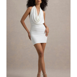 Serenella Plunge-Neck Draped Mini Dress - Endless - UAE Rental and Resale for Women's Fashion