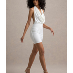 Serenella Plunge-Neck Draped Mini Dress - Endless - UAE Rental and Resale for Women's Fashion