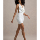 Serenella Plunge-Neck Draped Mini Dress - Endless - UAE Rental and Resale for Women's Fashion