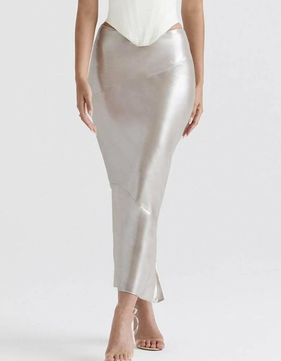 Shimmer Champagne Midi Skirt - Endless - UAE Rental and Resale for Women's Fashion