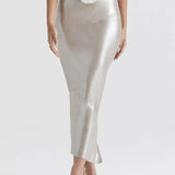 Shimmer Champagne Midi Skirt - Endless - UAE Rental and Resale for Women's Fashion