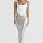 Shimmer Champagne Midi Skirt - Endless - UAE Rental and Resale for Women's Fashion