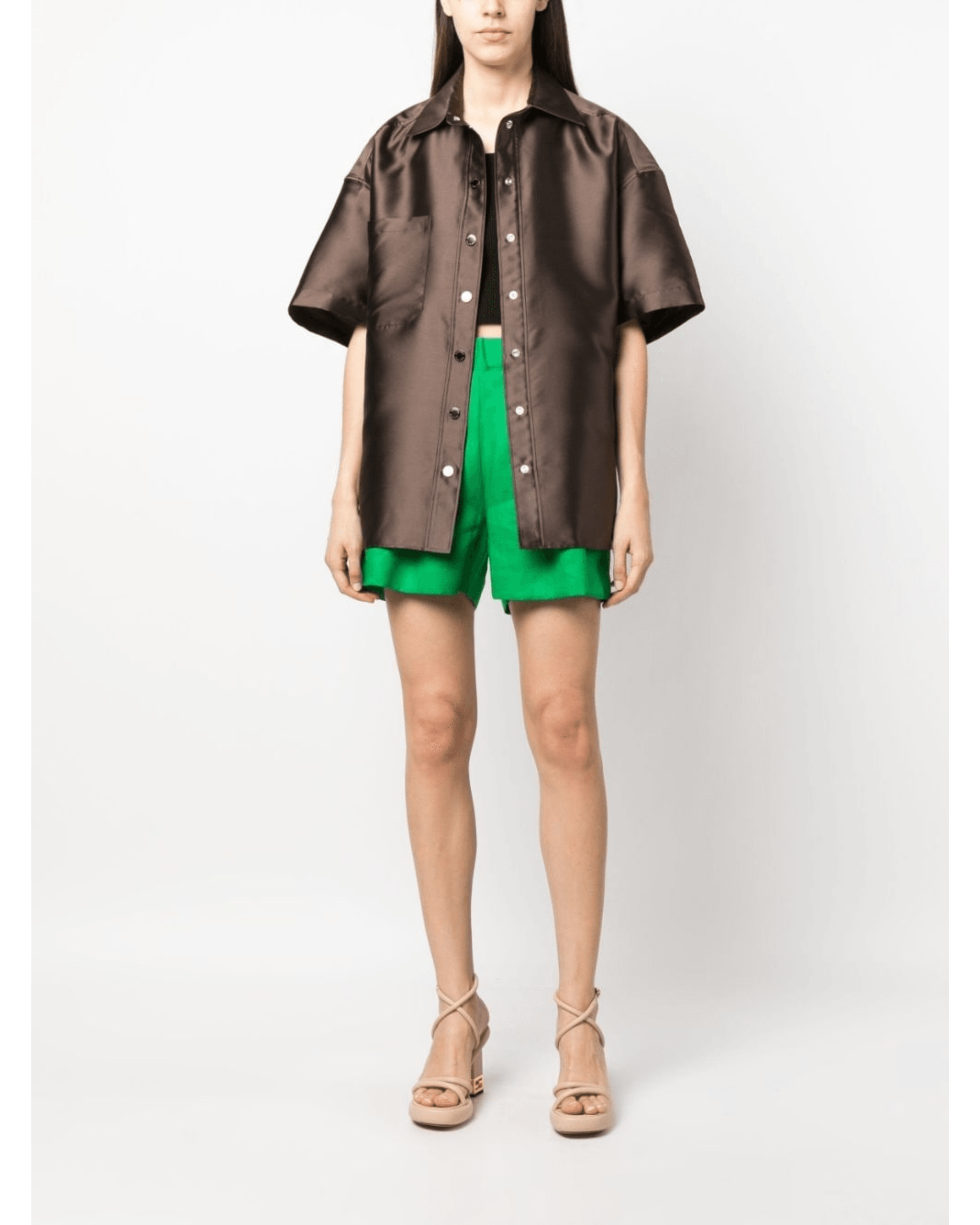 Short-sleeved Satin Shirt - Endless - UAE Rental and Resale for Women's Fashion