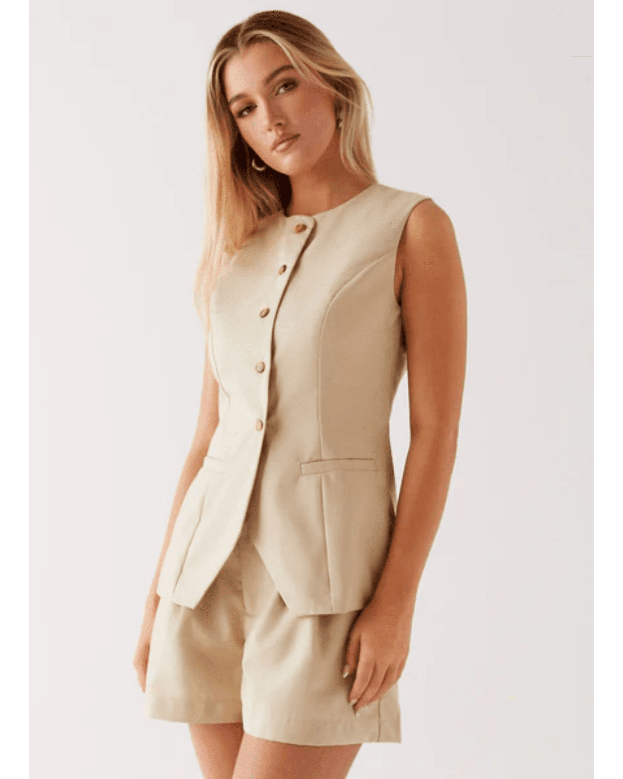 Siena Style Tailored Vest-Beige - Endless - UAE Rental and Resale for Women's Fashion