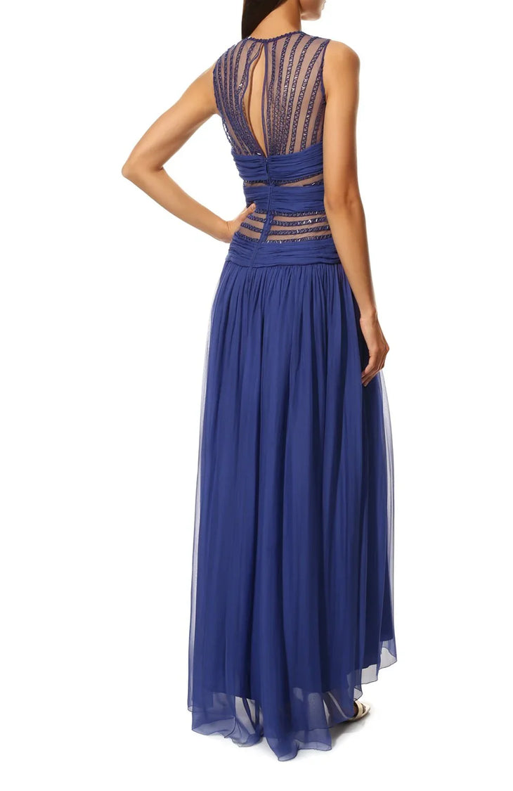 Silk Maxi Dress with Decorative Trim - Endless - UAE Rental and Resale for Women's Fashion