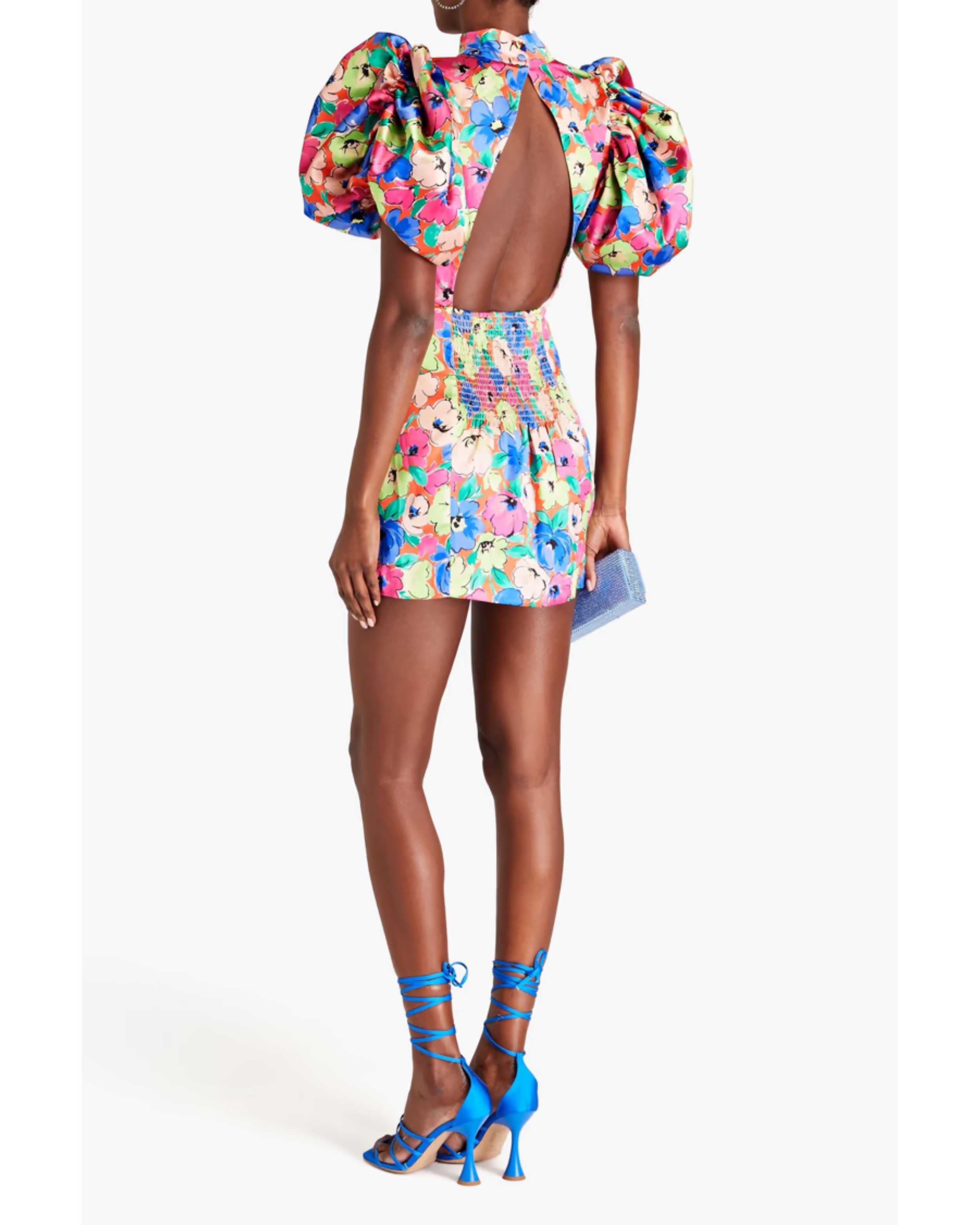 Silky Woven Puff-Sleeve Dress - Endless - UAE Rental and Resale for Women's Fashion