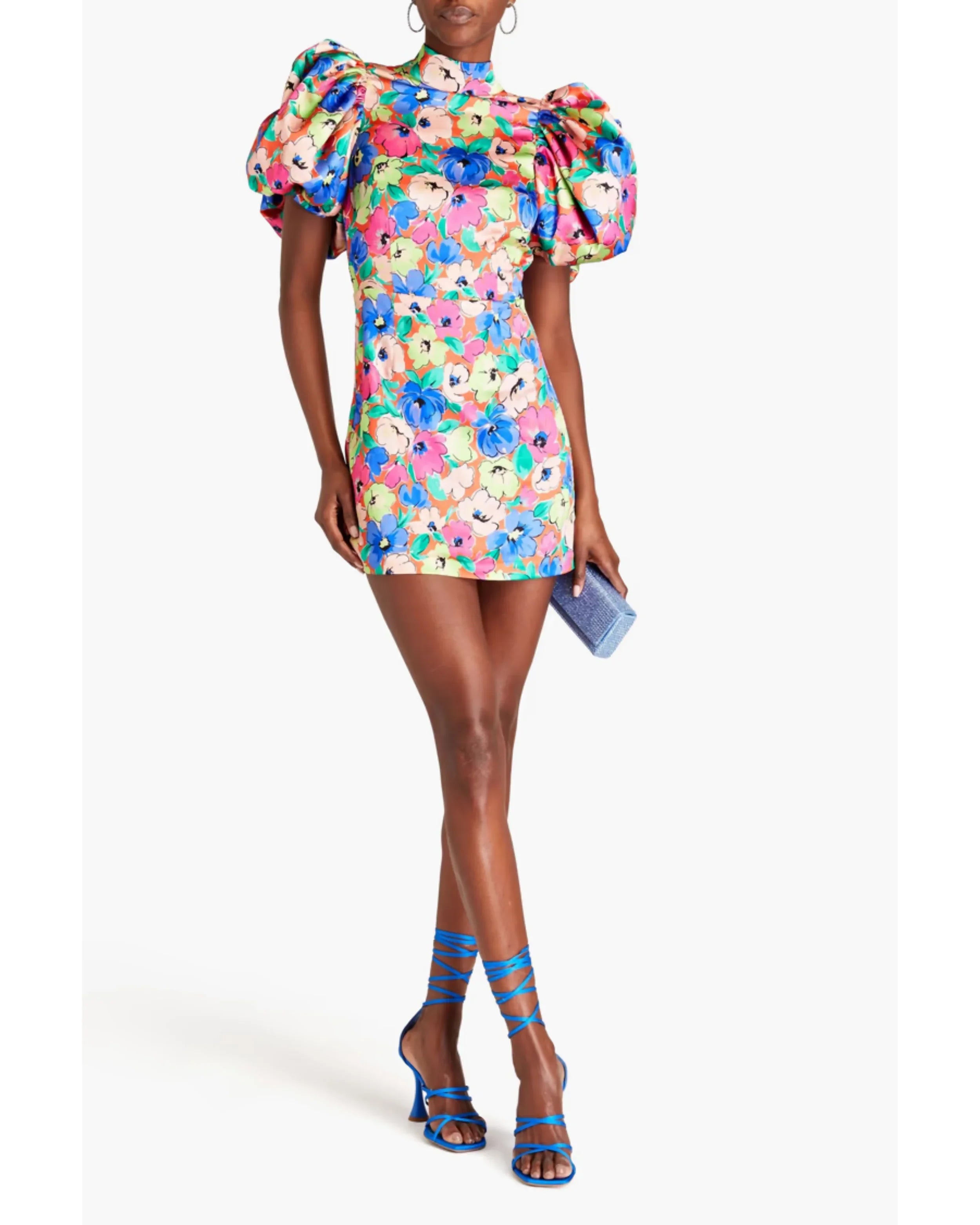 Silky Woven Puff-Sleeve Dress - Endless - UAE Rental and Resale for Women's Fashion