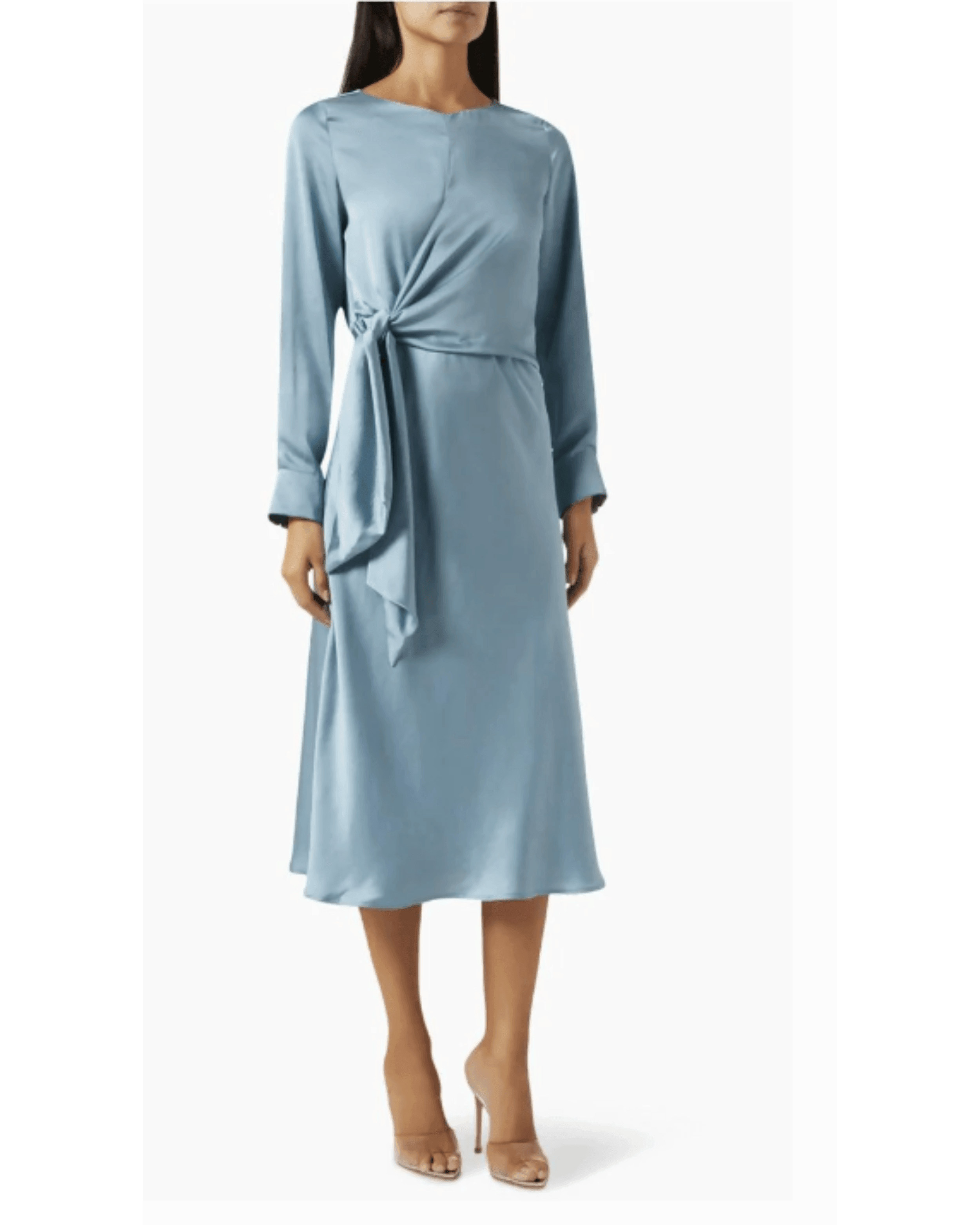 Sion Knotted Midi Dress in Satin - Endless - UAE Rental and Resale for Women's Fashion