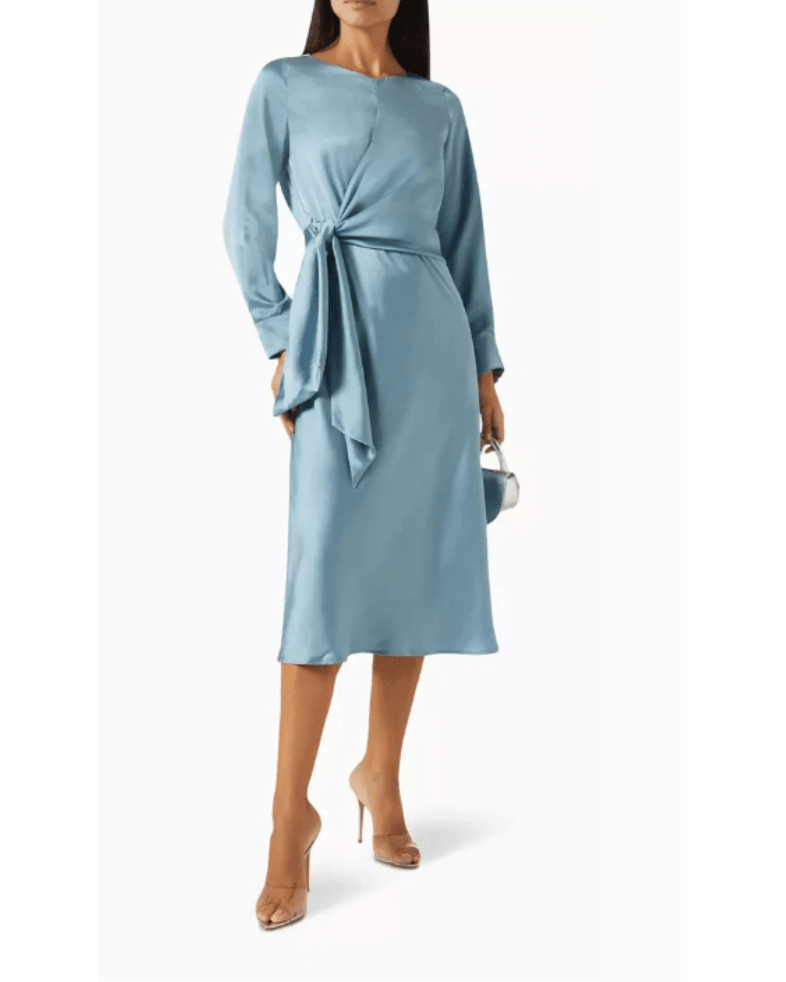 Sion Knotted Midi Dress in Satin - Endless - UAE Rental and Resale for Women's Fashion