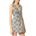 Sleeveless Gold White Embroidered Mini Dress - Endless - UAE Rental and Resale for Women's Fashion