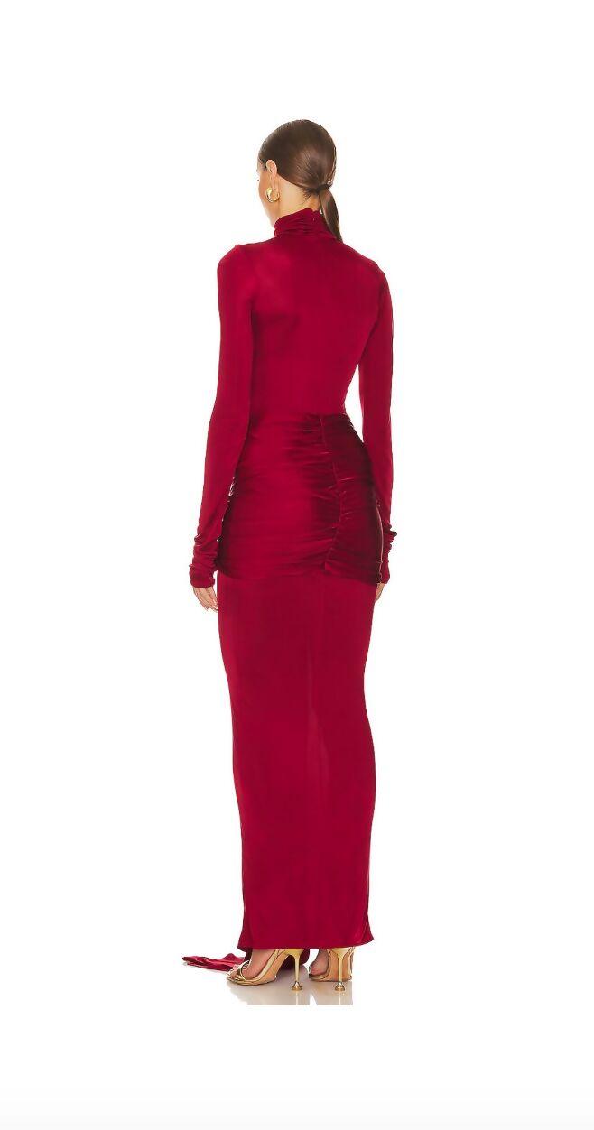 Slinky Jersey Sarong Maxi Dress in Samba Red - Endless