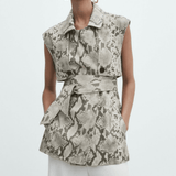 Snakeskin Print Leather Waistcoat - Endless - UAE Rental and Resale for Women's Fashion