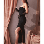 Sofia Black Mesh Strapless Maxi Dress - Endless - UAE Rental and Resale for Women's Fashion